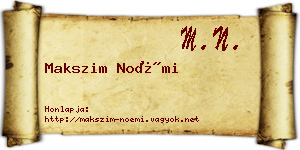 Makszim Noémi névjegykártya